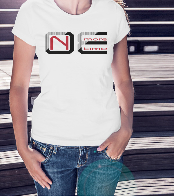 One More Time 1 Red And Black Striped Block Letters T-Shirt