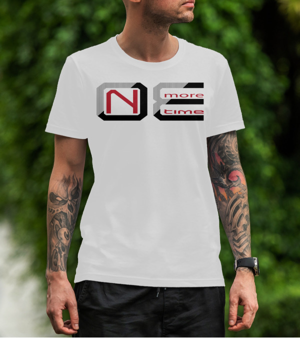 One More Time 1 Red And Black Striped Block Letters T-Shirt