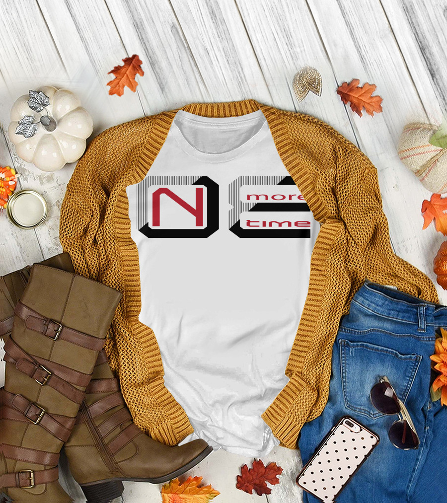 One More Time 1 Red and Black Striped Block Letters T-Shirt