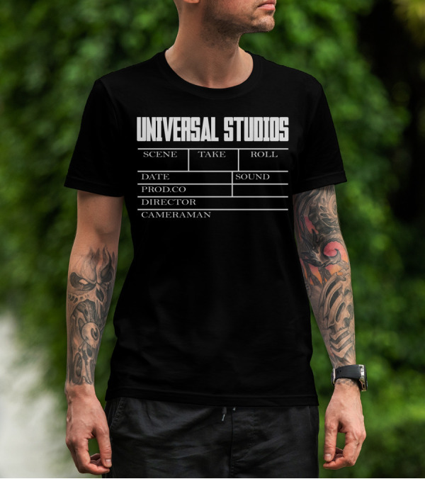 UNIVERSAL STUDIOS SCENE TAKE ROLL DATE SOUND PROD.CO DIRECTOR CAMERAMAN T-Shirt