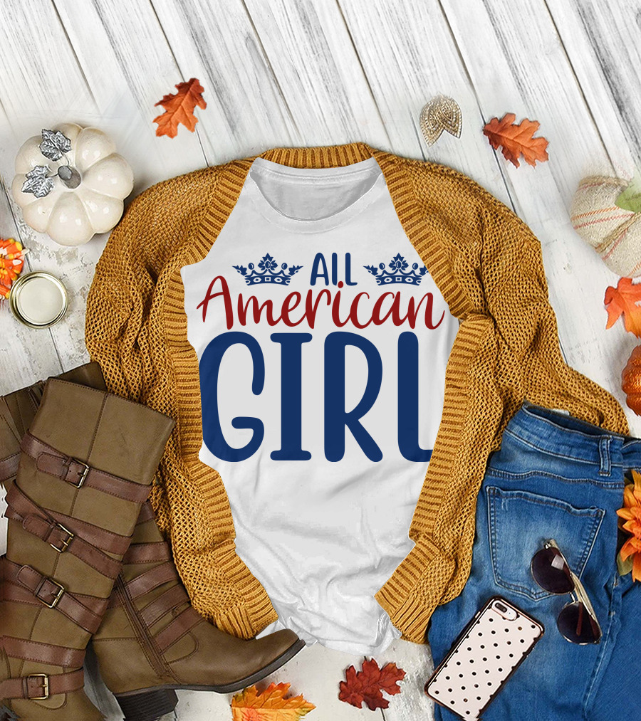 All American Girl With Crown Elements T-Shirt