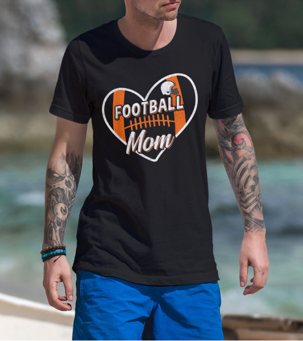 Football Mom Heart Helmet Sport T-Shirt