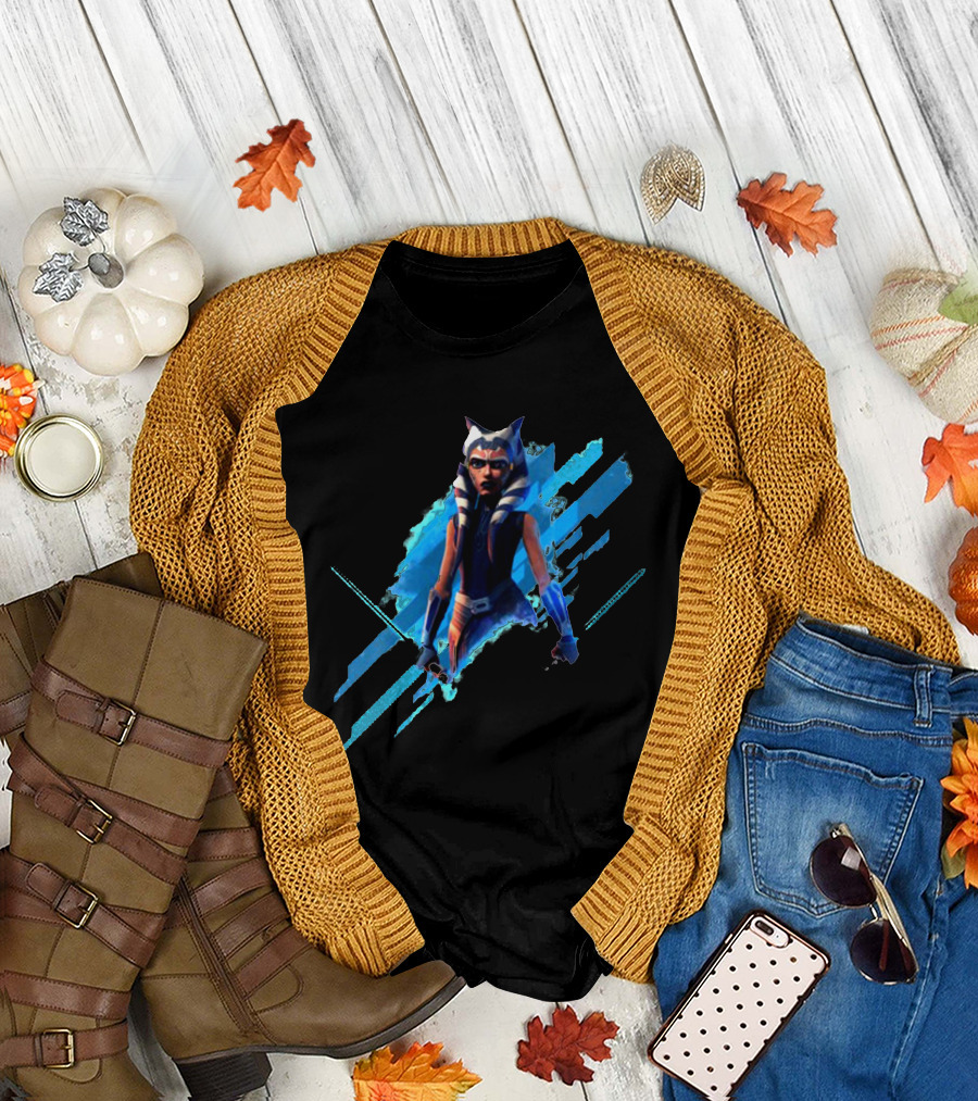 Ahsoka Tano Digital Blue Lightsaber T-Shirt