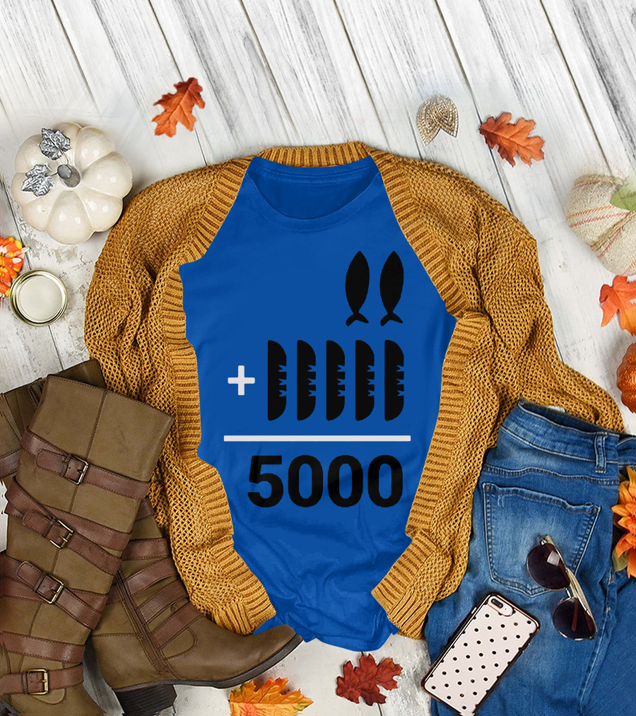 2+5 Loaves Fishes Equals 5000 Multiplication Adult Youth T-Shirt