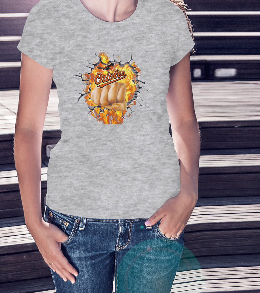 Orioles Fire And Steel Fist Burst T-Shirt