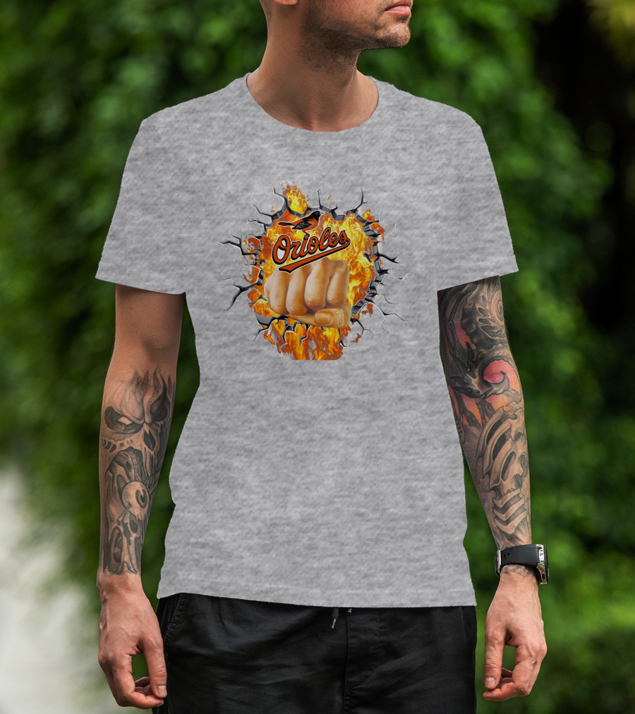Orioles Fire And Steel Fist Burst T-Shirt