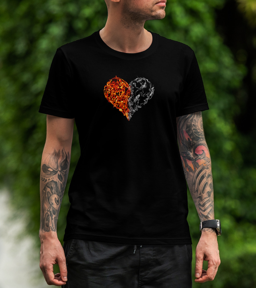 Fire And Smoke Heart Duality Elements T-Shirt