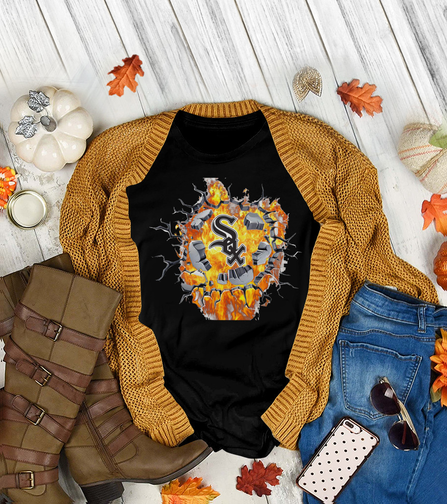 Chicago White Sox Fiery Logo Explosion T-Shirt