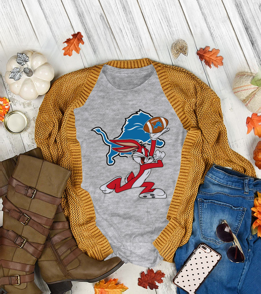 Detroit Lions Bunny Chiefs Football Crossover T-Shirt