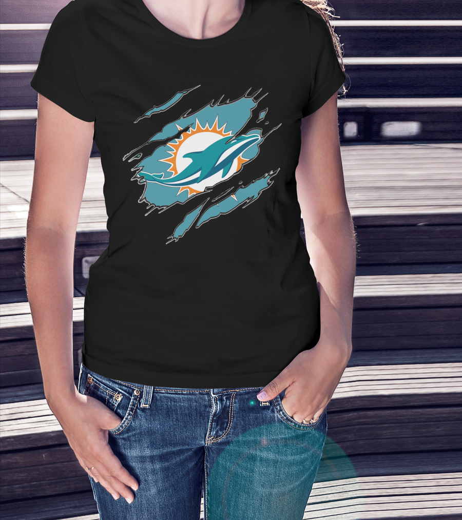 Miami Dolphins Ripped Claw Marks T-Shirt