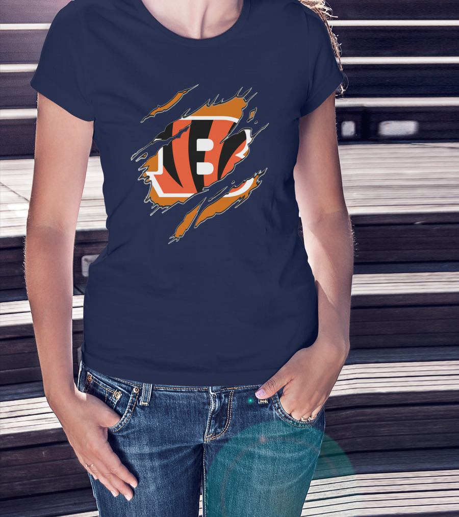 Cincinnati Bengals Claw Mark Logo Tearing Effect T-Shirt
