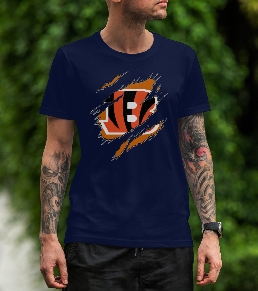 Cincinnati Bengals Claw Mark Logo Tearing Effect T-Shirt