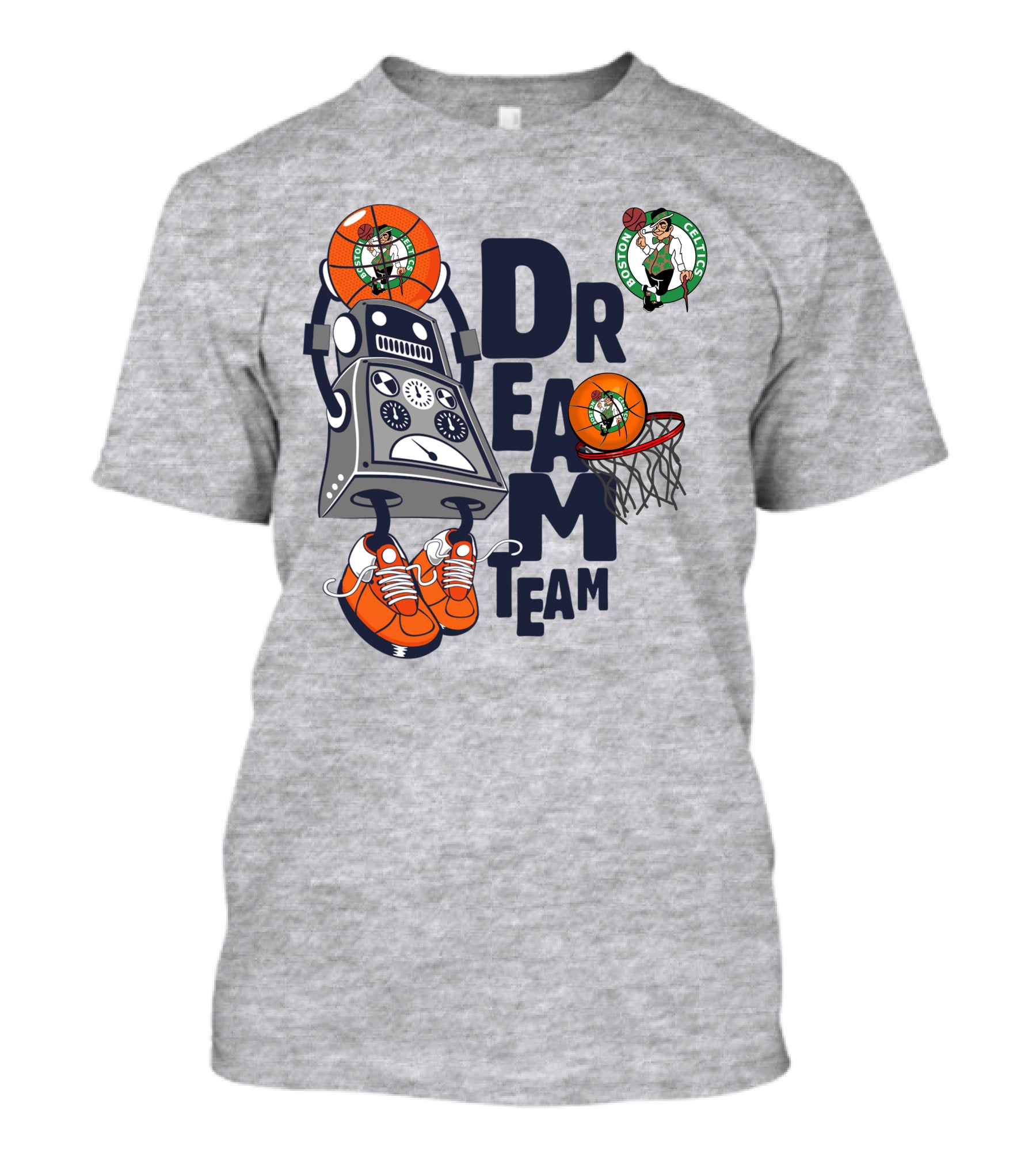 Boston Celtics Dream Team Robot Basketball Logo Sneakers T-Shirt