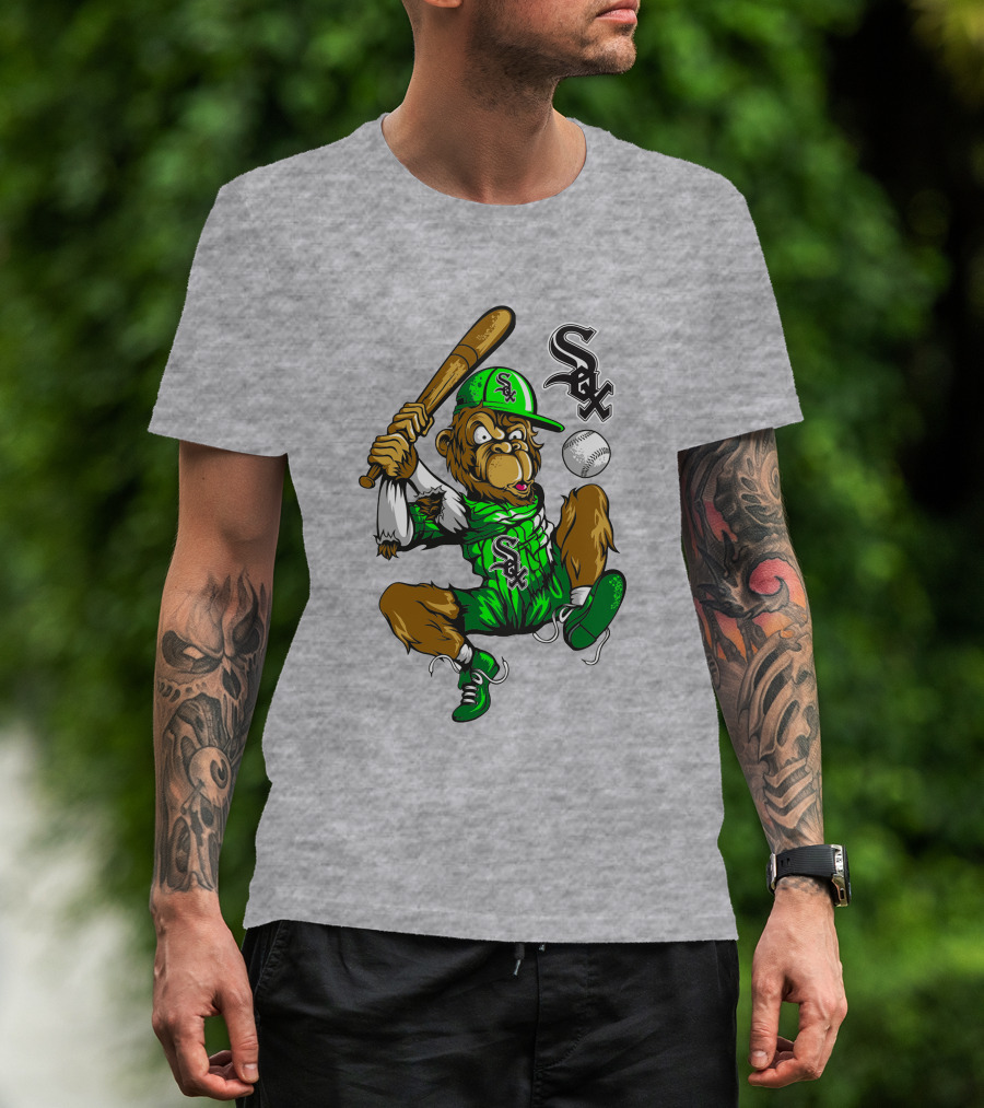 Chicago White Sox Baseball Cartoon Character Batter With Sox T-Shirt