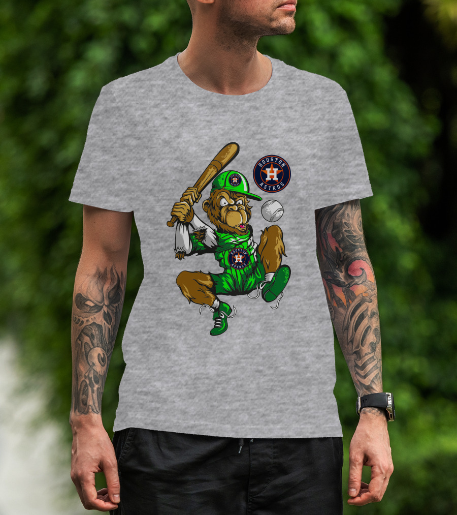 Houston Astros Baseball Monkey Home Run Swing T-Shirt