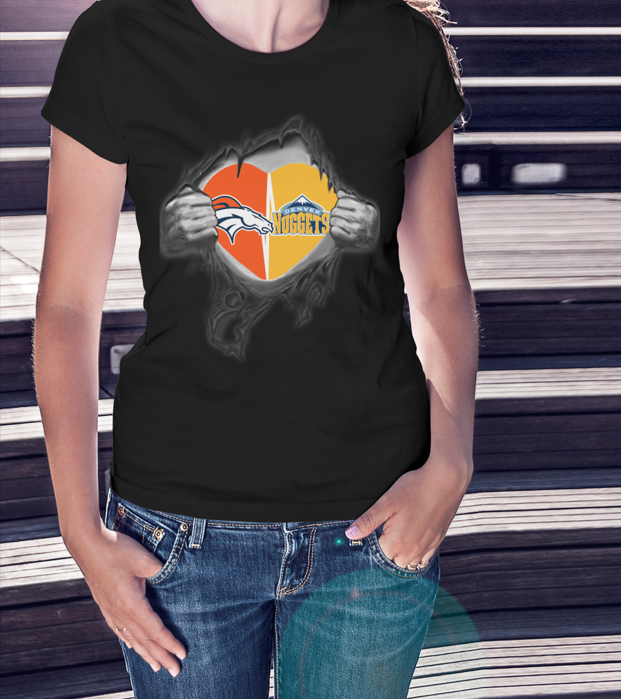 Heart Of Broncos And Denver Nuggets Loyalty Revealed T-Shirt