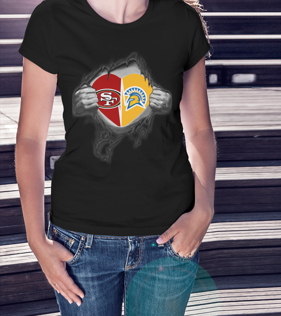 Sf 49ers San Jose State Spartans Heart T-Shirt