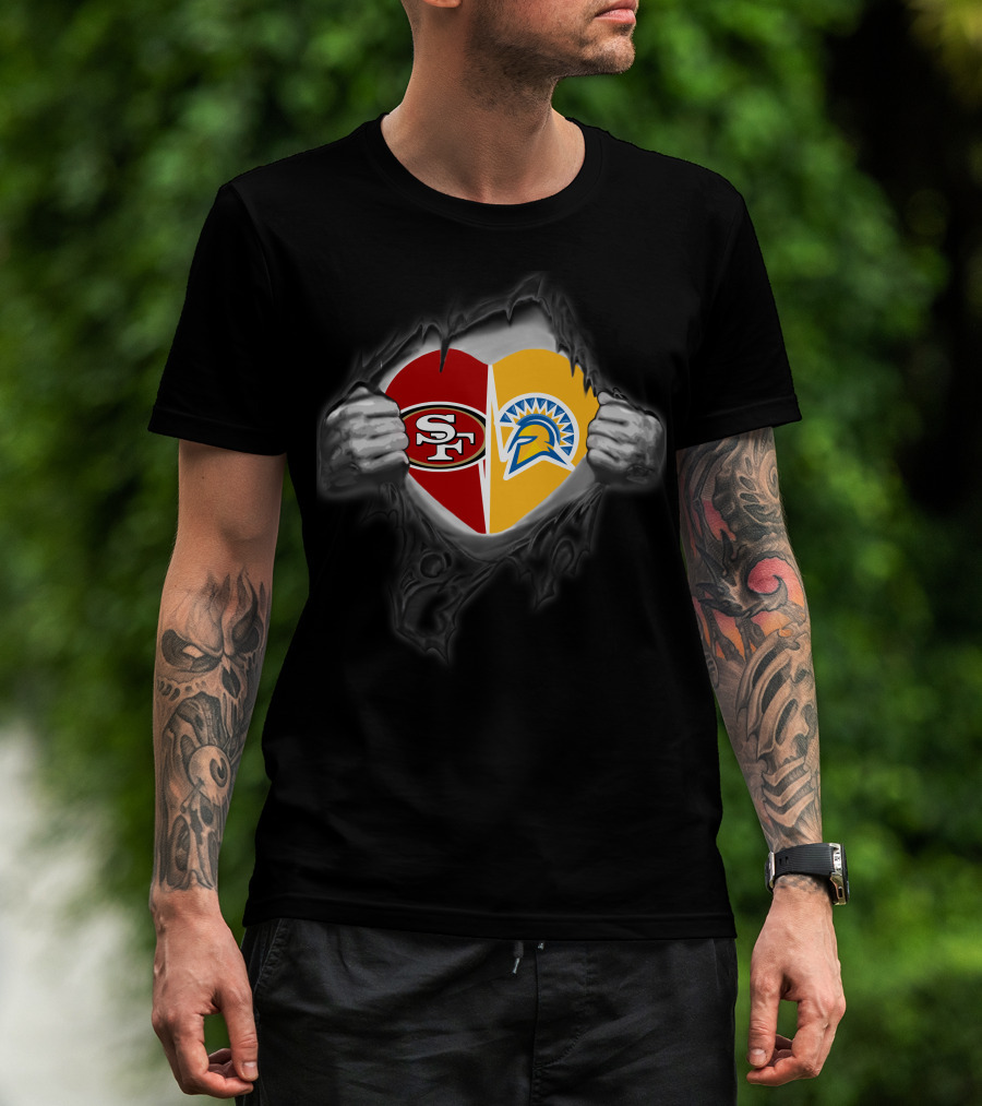 Sf 49ers San Jose State Spartans Heart T-Shirt