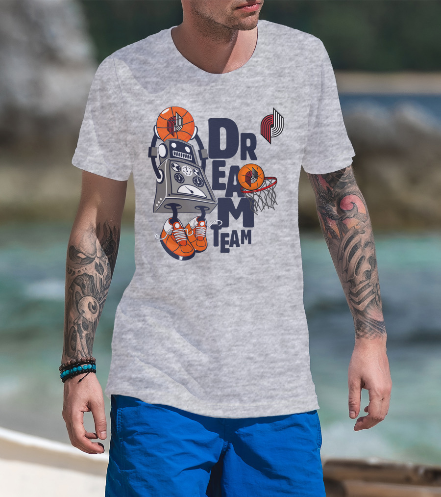 Portland Trail Blazers Dream Team Robot Basketball Fantasy T-Shirt