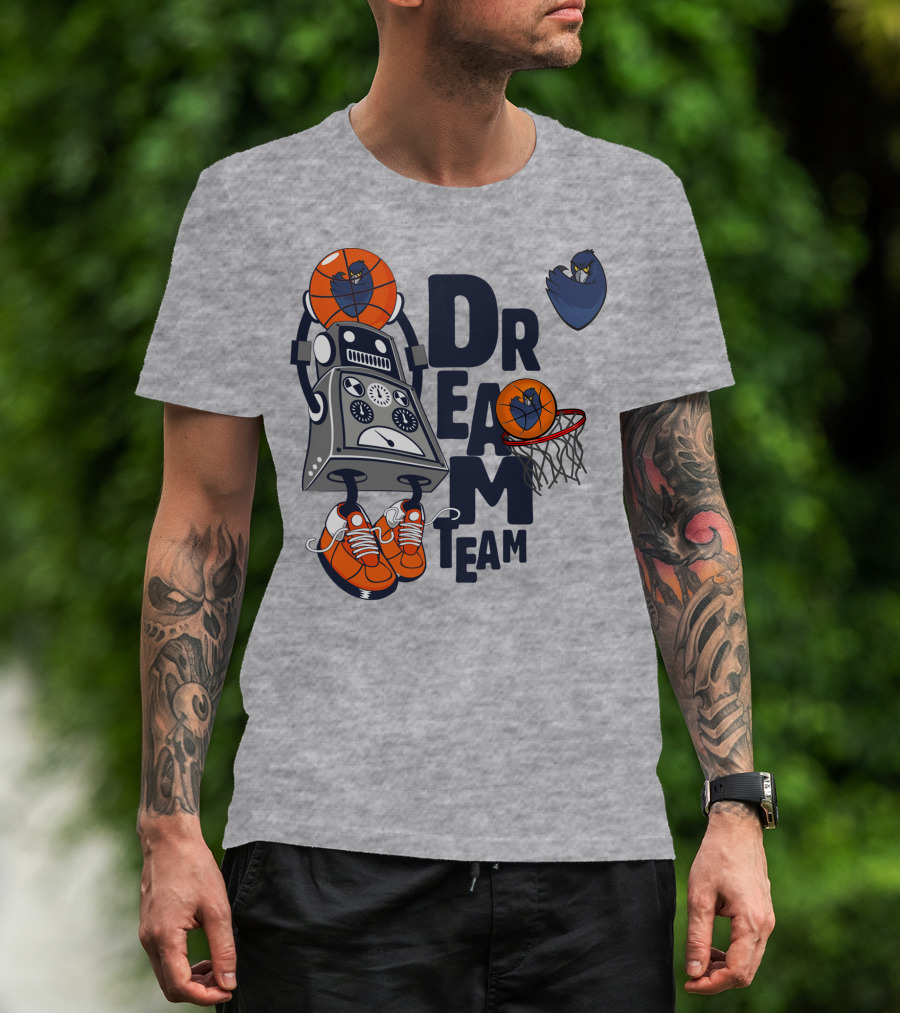 Monmouth Basketball Robot Team With Owl Hoop T-Shirt