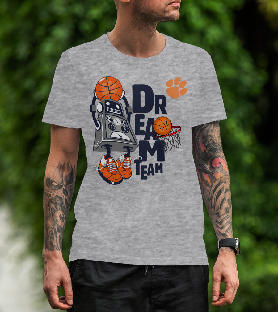 Clemson Dream Team Basketball Robot And Paw Print T-Shirt