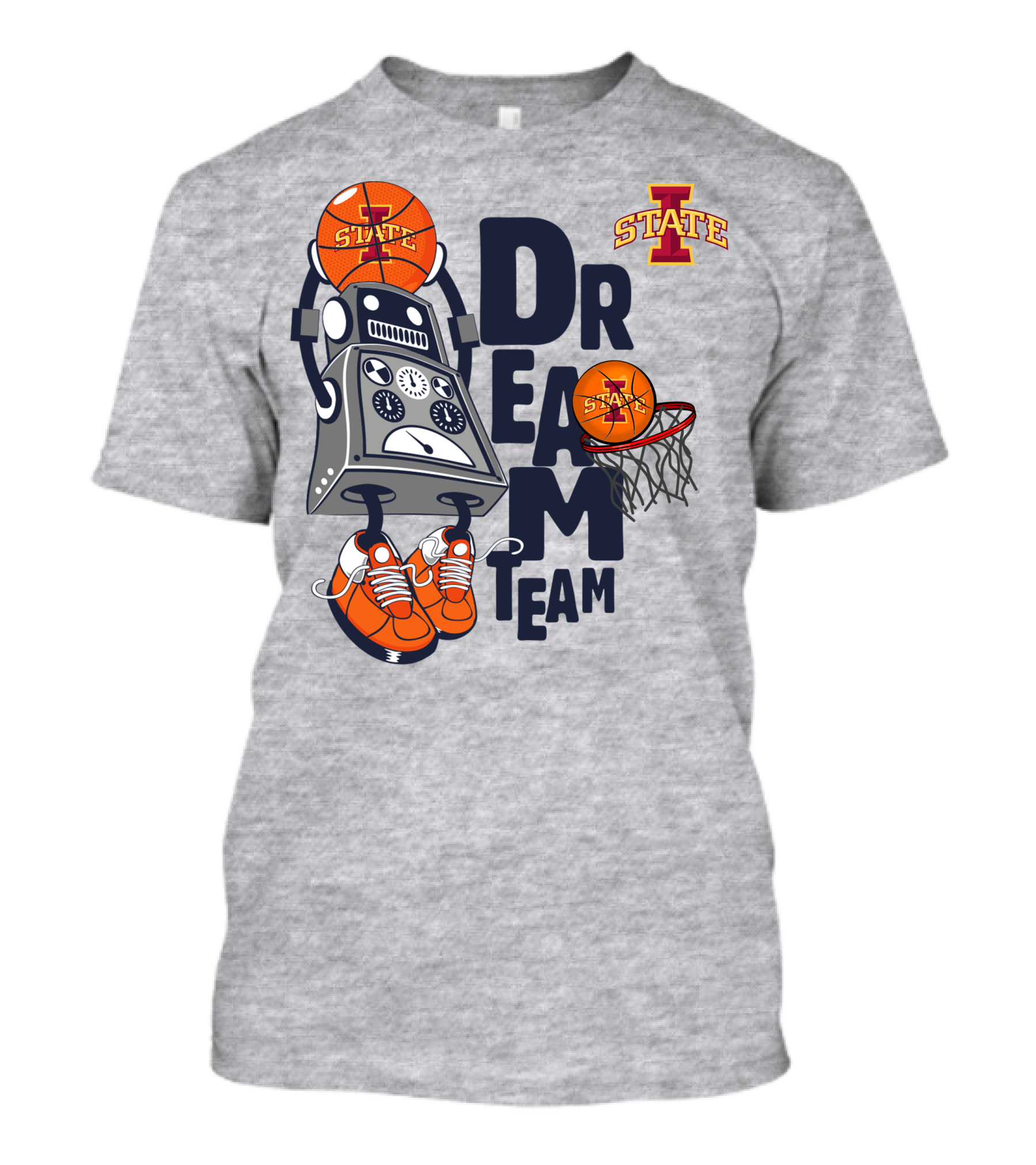 Lowa State Dream Team Basketball Robot And Hoop T-Shirt