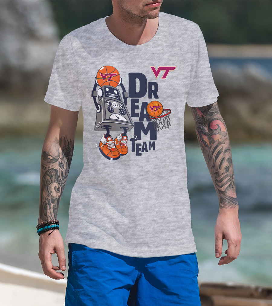Virginia Tech Vt Dream Team Basketball Robot T-Shirt