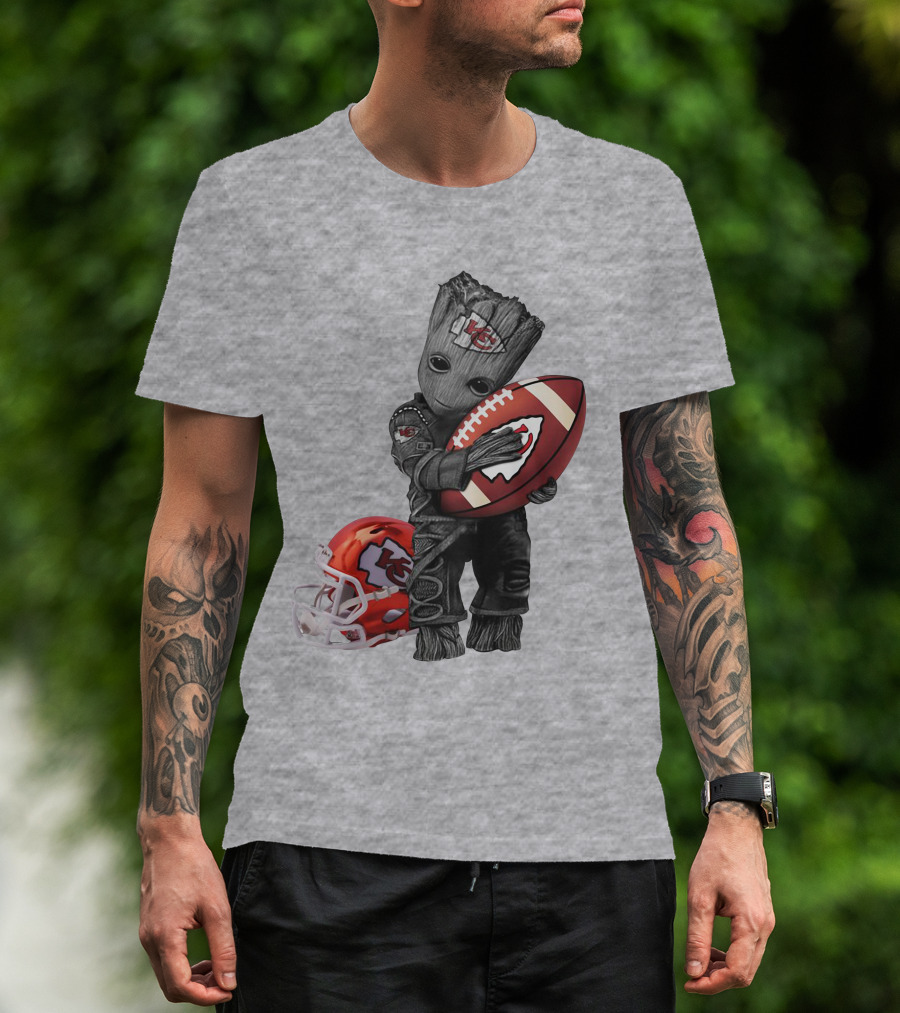 Kansas City Chiefs Baby Groot Football Helmet T-Shirt
