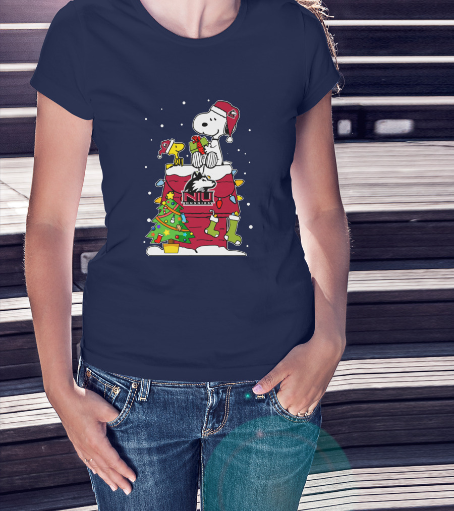 Northern Illinois Huskies Snoopy Woodstock Christmas Happy New Year T-Shirt