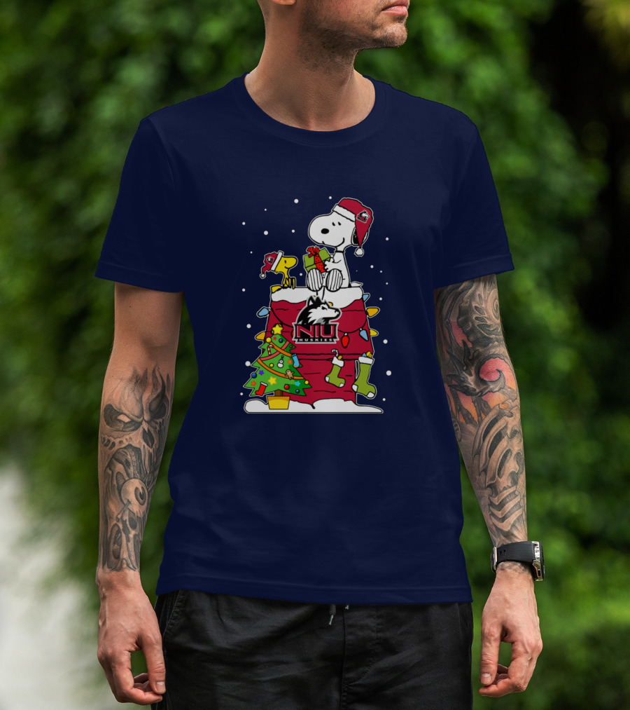 Northern Illinois Huskies Snoopy Woodstock Christmas Happy New Year T-Shirt
