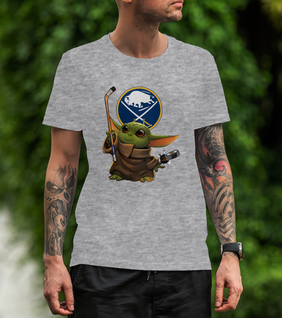 Buffalo Sabres Baby Yoda Hockey Stick And Puck T-Shirt