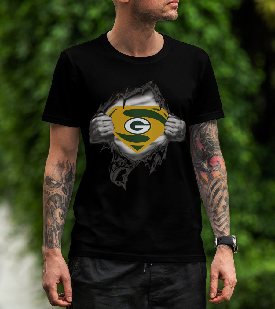 Packers G Super Hero Symbol Ripped Chest T-Shirt