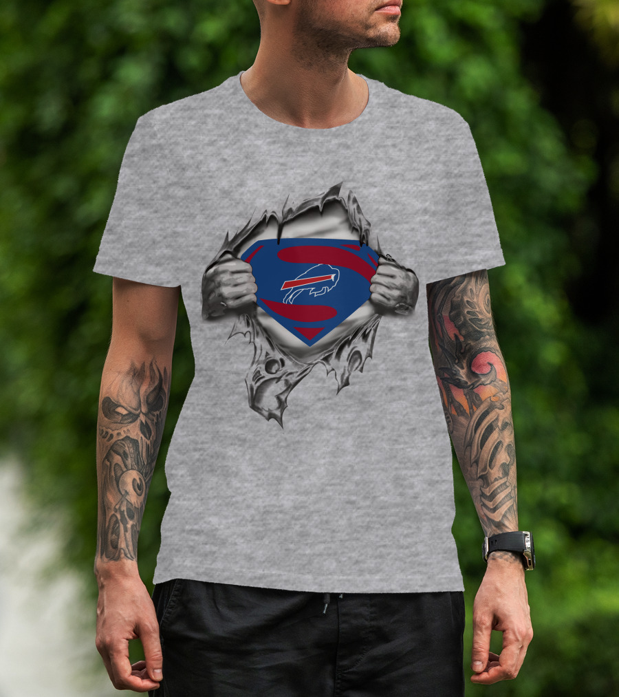 Buffalo Bills Superhero Emblem Rip Effect T-Shirt