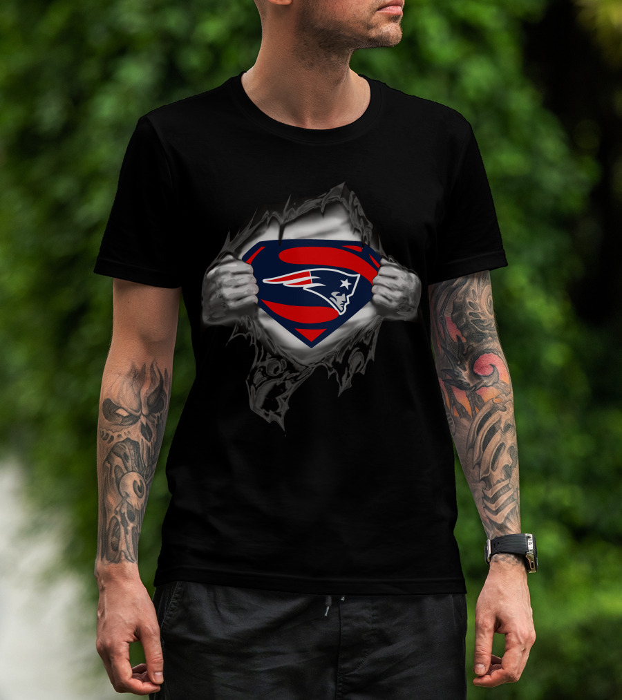 Patriots Superman Logo Fusion Official NFL Superhero Crossover T-Shirt