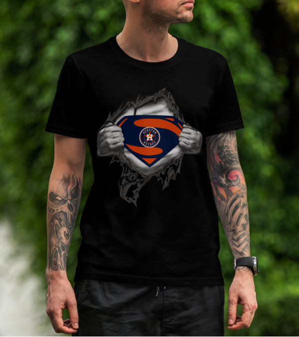 Houston Astros Superman Logo Blend T-Shirt