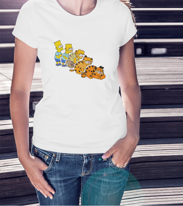 Bart Simpson Garfield Evolution Steps T-Shirt
