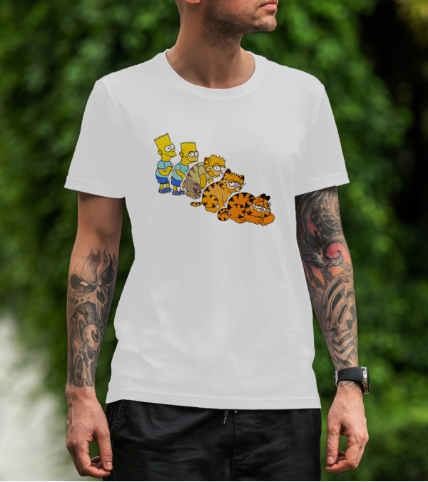 Bart Simpson Garfield Evolution Steps T-Shirt
