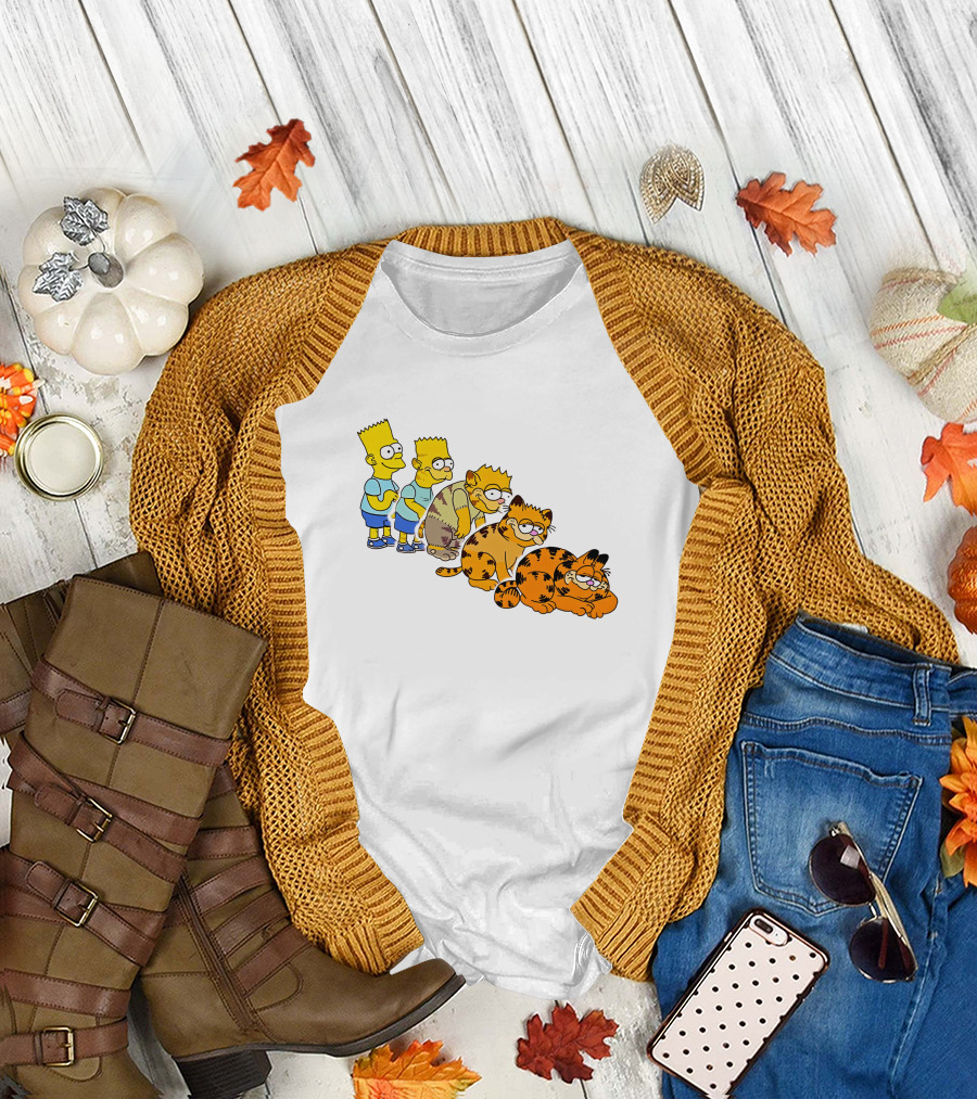 Bart Simpson Garfield Evolution Steps T-Shirt