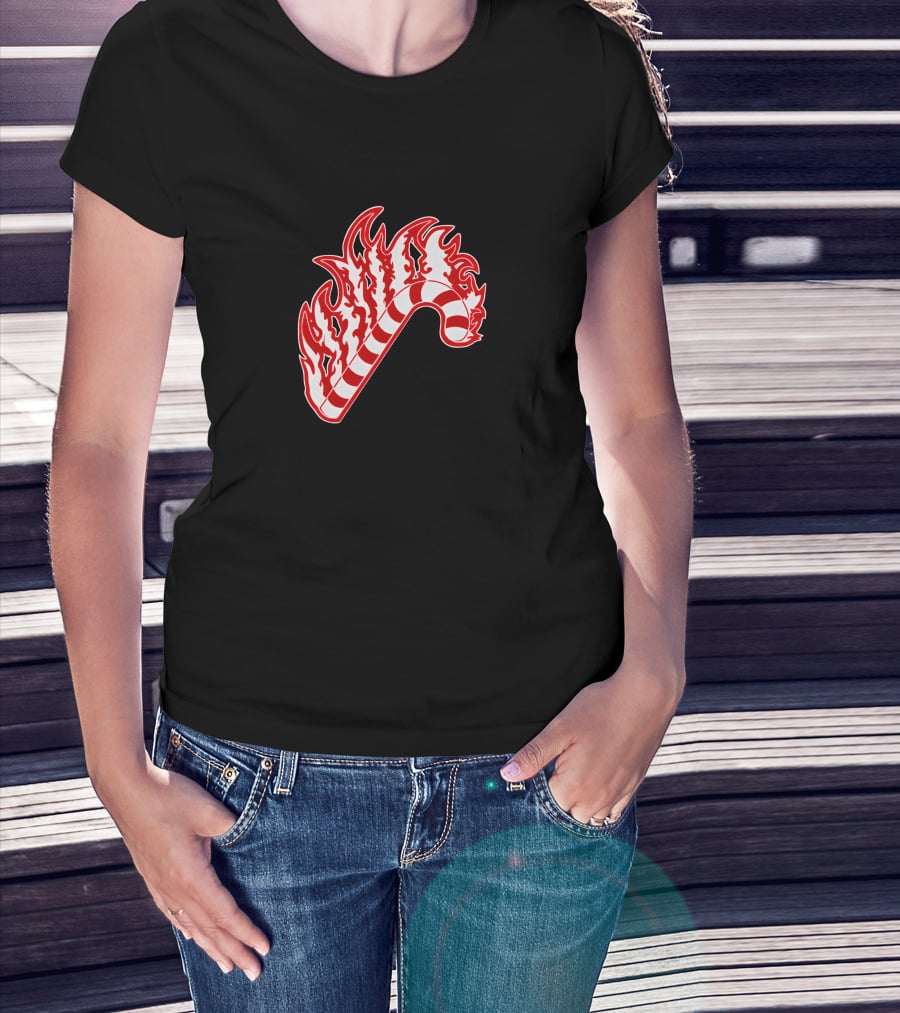 Sapnap Merch Holiday Candy Cane Flaming T-Shirt