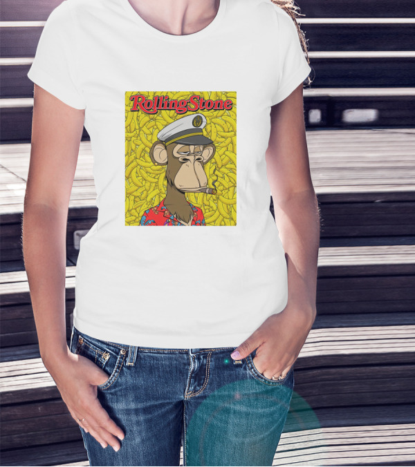 Rolling Stone Store Bored Ape Captain With Bananas Background T-Shirt