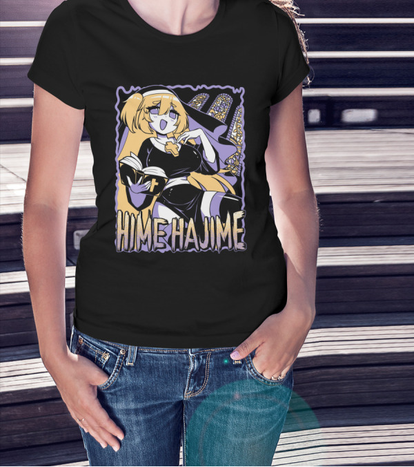 Hime Hajime Vtuber Halloween Nun Cross Book Stained Glass T-Shirt