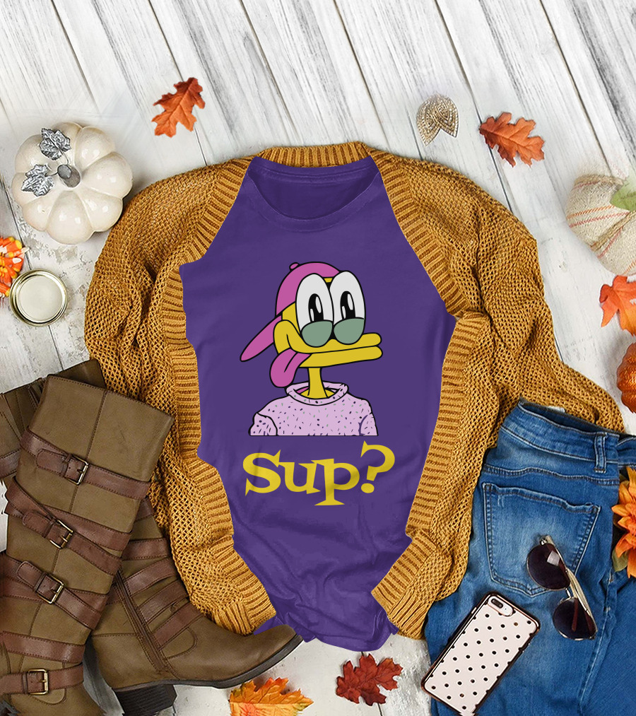 Nft Sup Ducks Purple Background Retro Cartoon T-Shirt