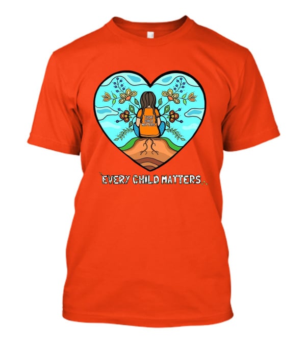 Every Child Matters Heart Design With Orange Background T-Shirt