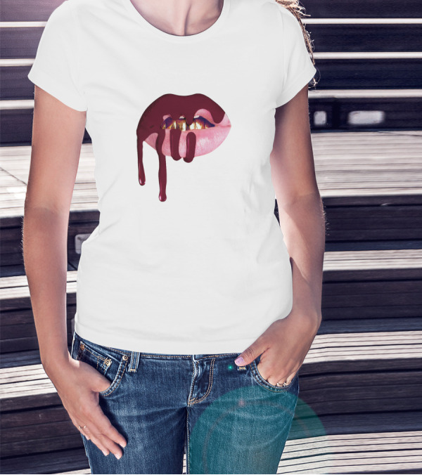 Kylie Jenner Halloween Lips Cosmetics Dripping T-Shirt