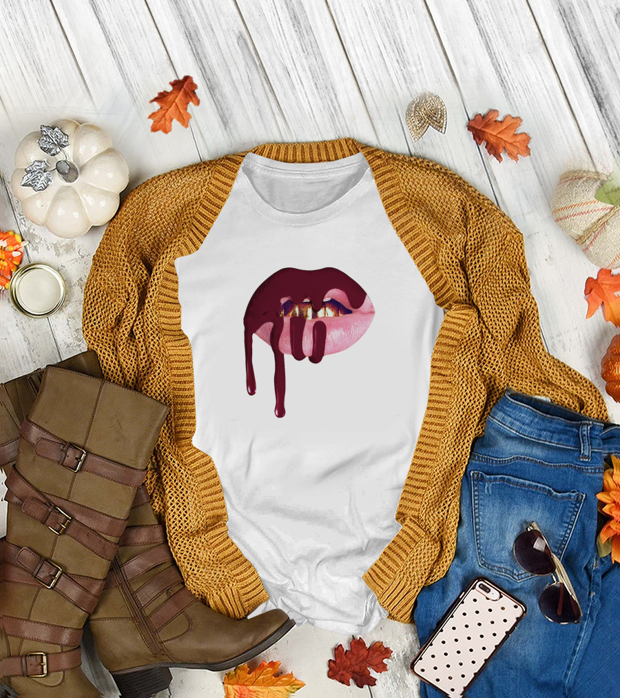 Kylie Jenner Halloween Lips Cosmetics Dripping T-Shirt