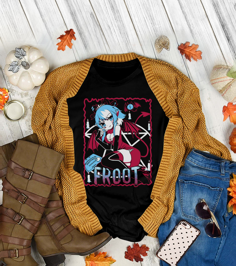 Froot Vtuber Halloween with Pentagram and Demonic Wings T-Shirt