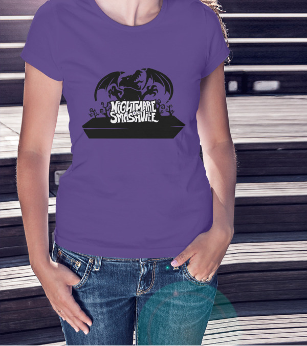 Nightmare On Smashville Purple Design Featuring Dragon And Tiny Syd Halloween T-Shirt
