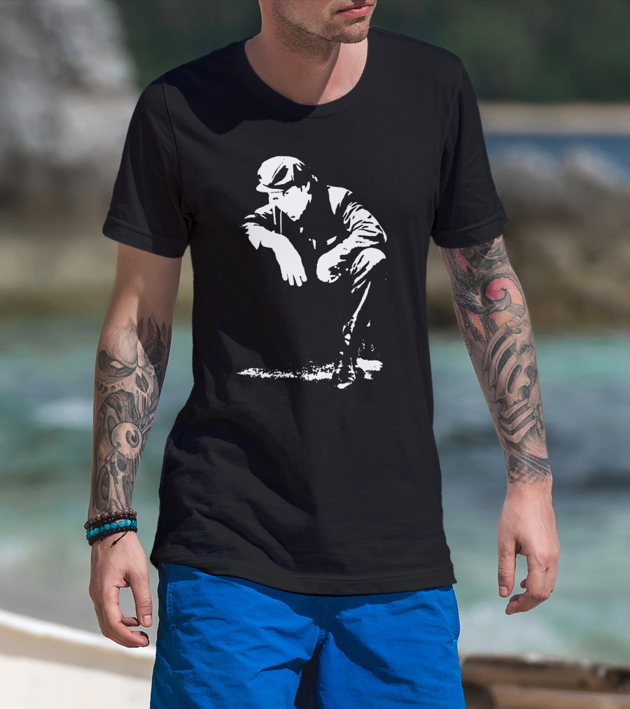 Blow Tees Hopus Tom Waits Monochrome Figure In Cap And Jacket T-Shirt