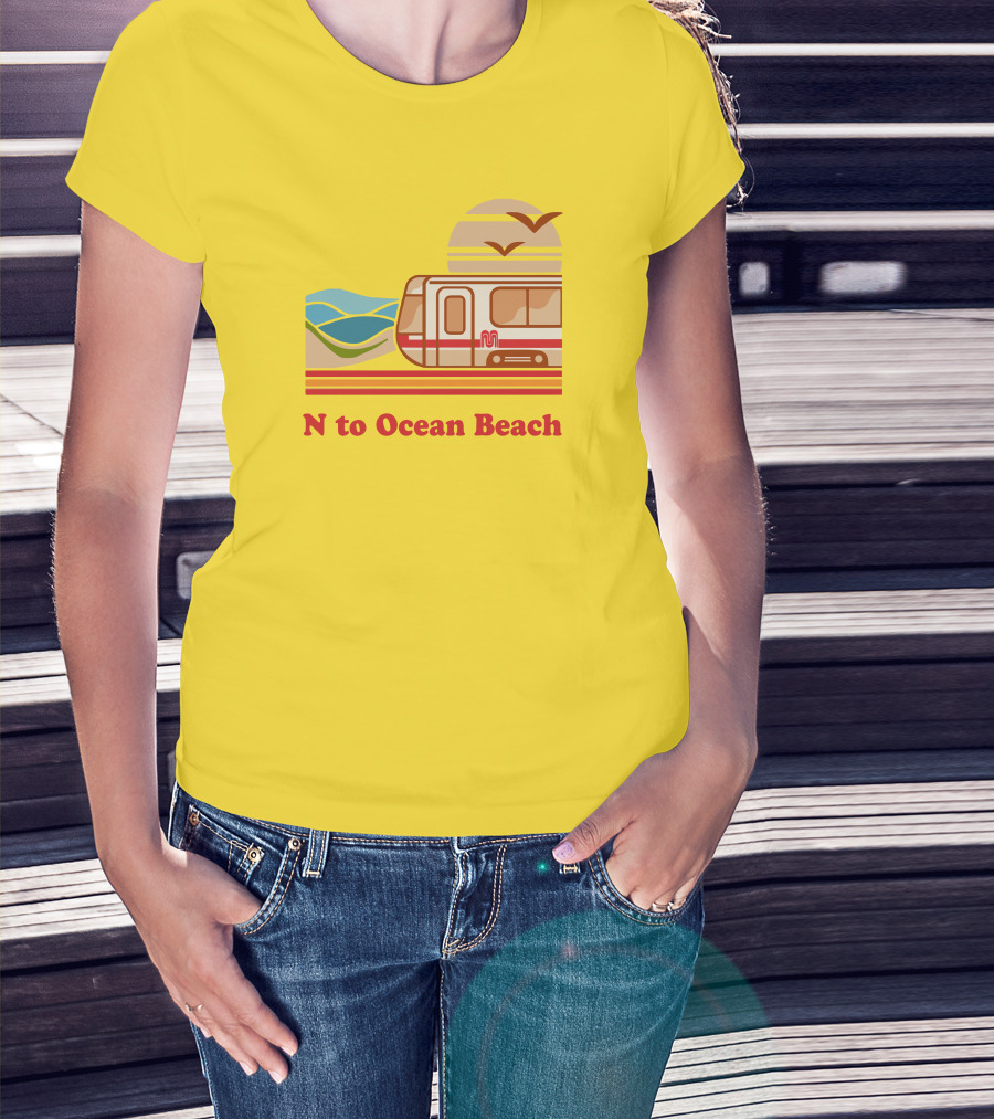 N To Ocean Beach San Francisco Vintage Transit T-Shirt