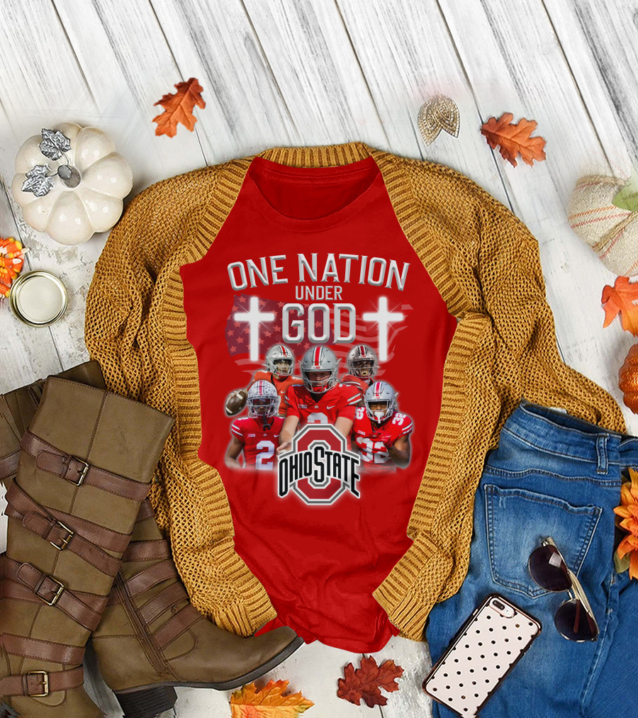 Ohio State Buckeyes One Nation Under God Football T-Shirt